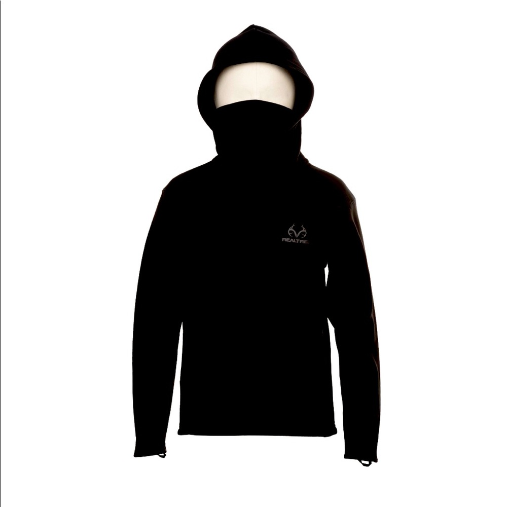 Realtree Black Youth Performance Pullover Hoodie with Neck Gaiter